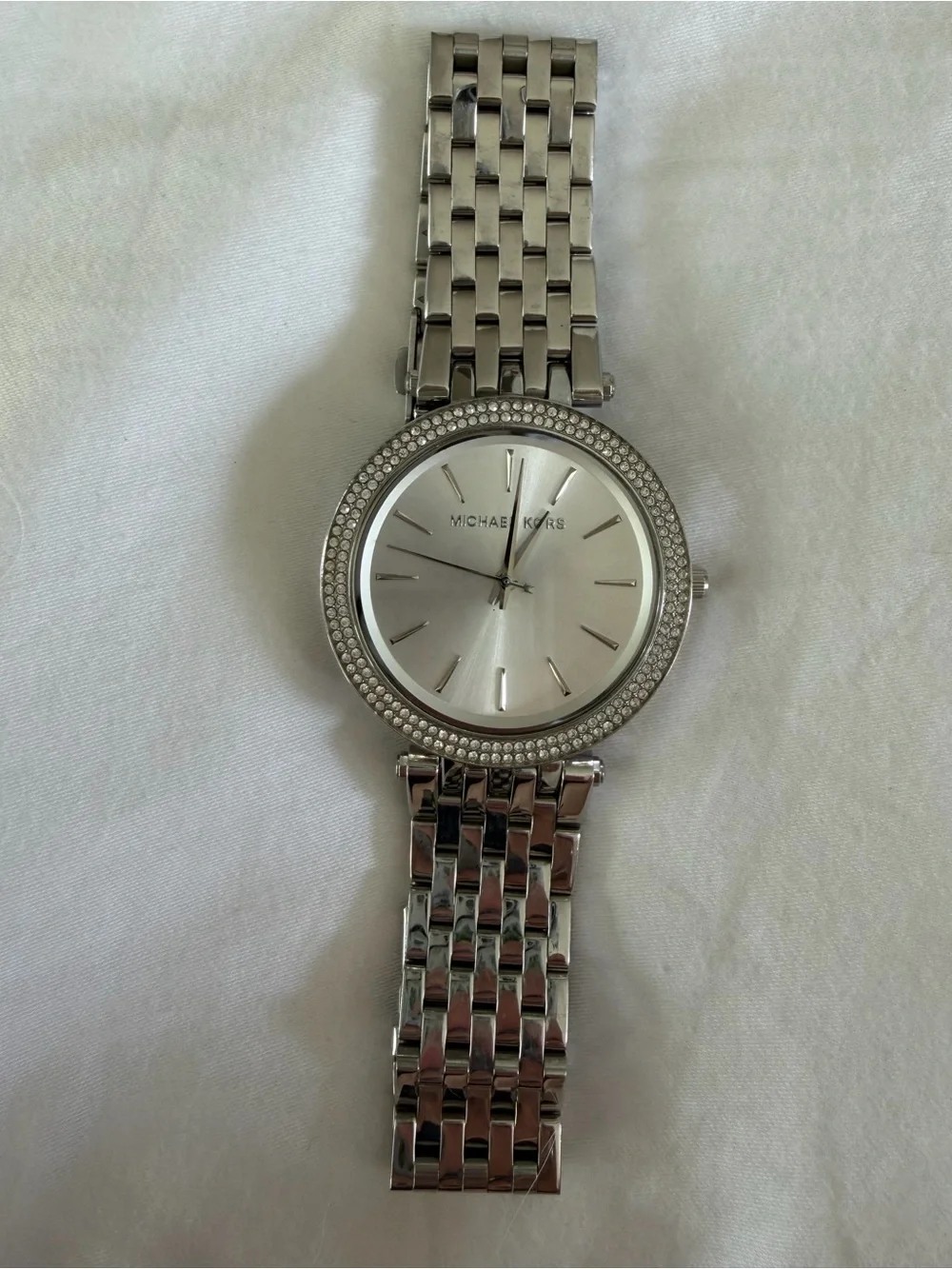 Michael Kors Silver Crystal-Accent Bracelet Watch